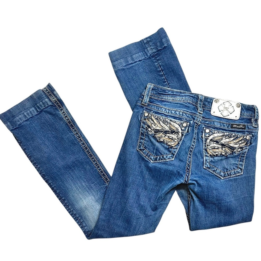 Miss Me Blue Jeans with Silver Embellishments